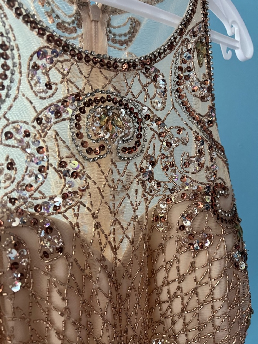 Cream Gown with Gold Embellished Bodice - Picture 9 of 10